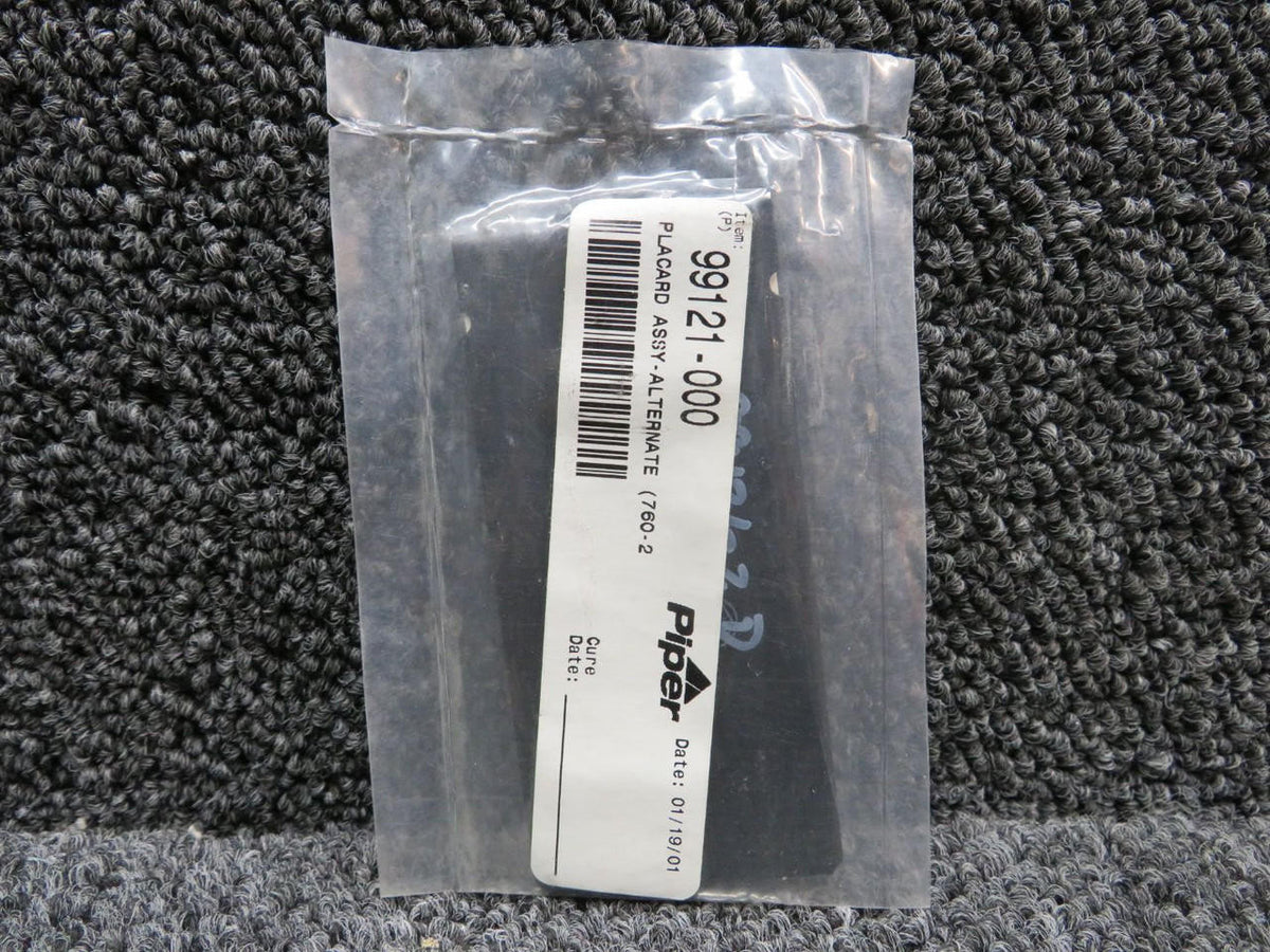 Piper Aircraft Parts 99121-000 Piper Alternate Placard (New Old Stock)