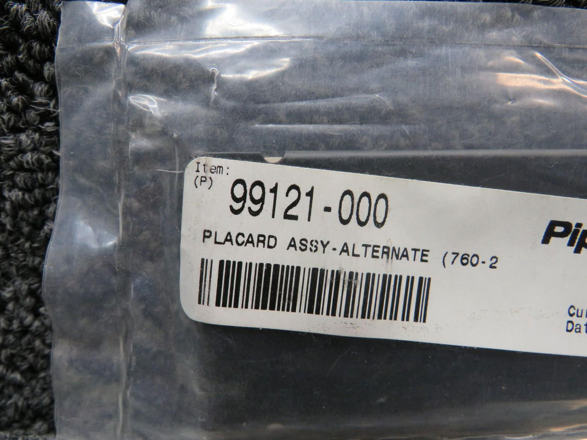 Piper Aircraft Parts 99121-000 Piper Alternate Placard (New Old Stock)