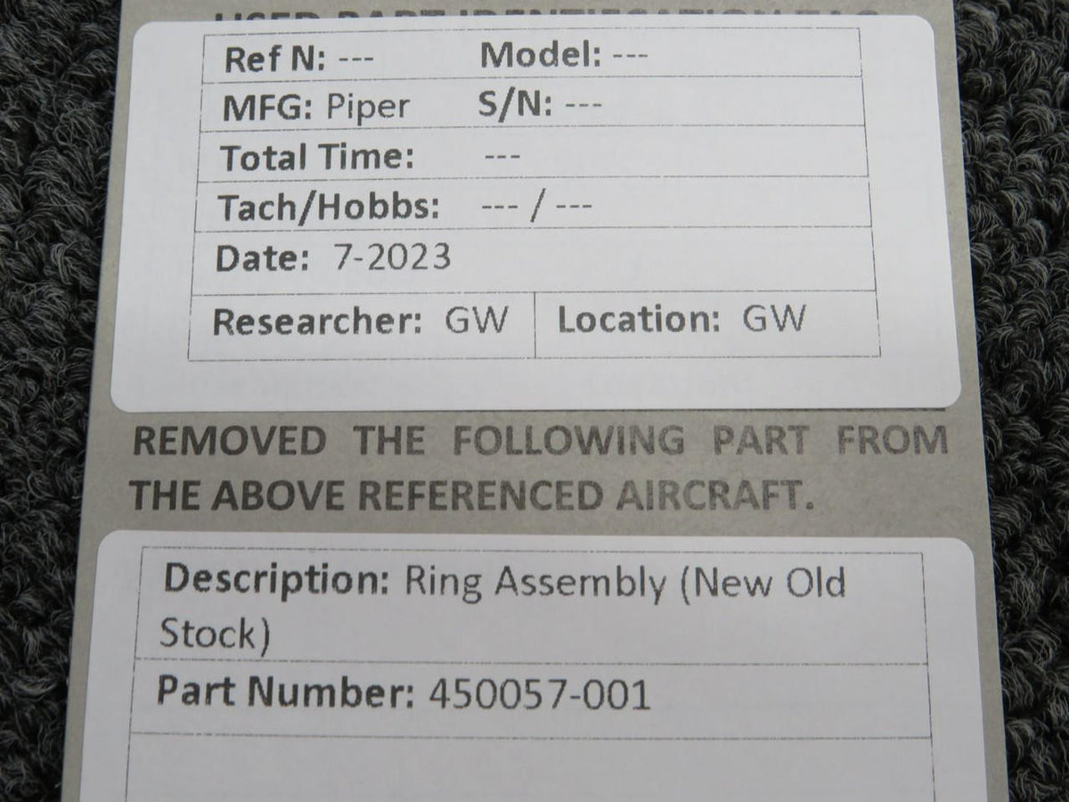 Piper Aircraft Parts 450057-001 Piper Ring Assembly (New Old Stock)