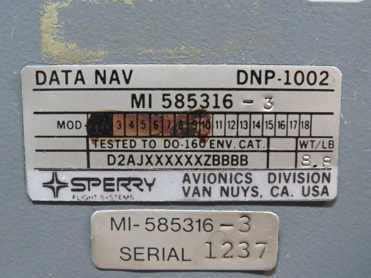 Sperry MI585316-3 Sperry DNP-1002 Navigational Data Computer with Modifications