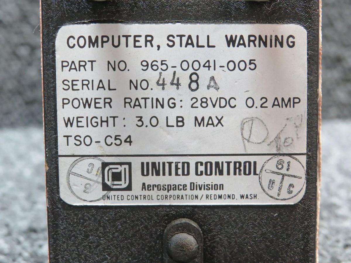 United Instruments 965-0041-005 United Control Stall Warning Computer (Volts: 28)