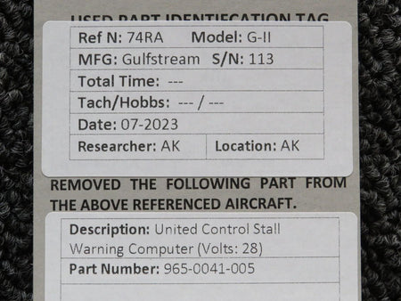 United Instruments 965-0041-005 United Control Stall Warning Computer (Volts: 28)