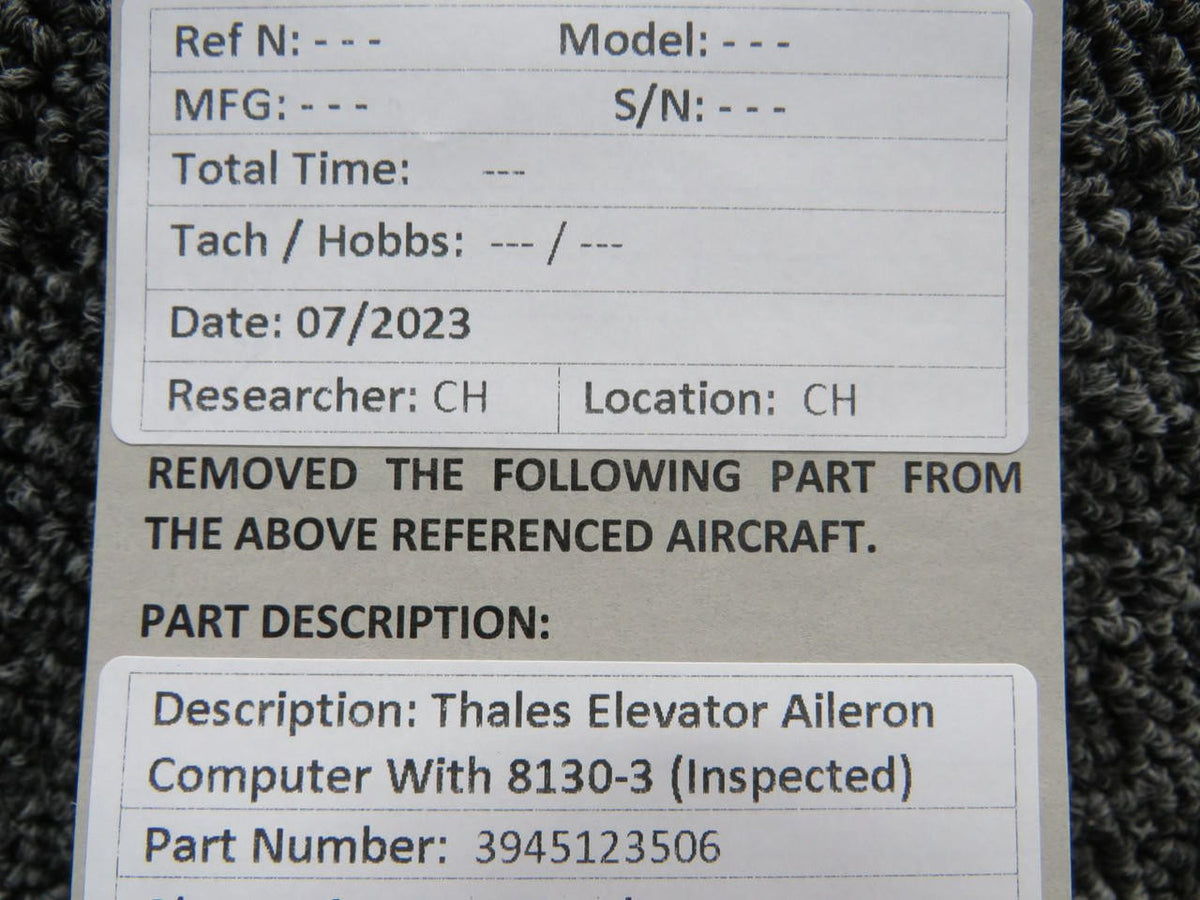Thales 3945123506 Thales Elevator Aileron Computer with 8130-3 (Inspected)