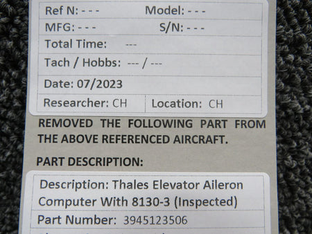 Thales 3945123506 Thales Elevator Aileron Computer with 8130-3 (Inspected)