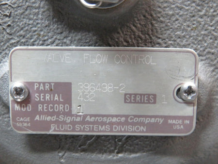 Allied Signal 396498-2 Allied Signal Series 1 Flow Control Valve Assembly (Volts: 28)