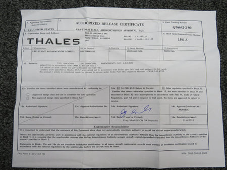 Thales B397BAM0513 Thales Flight Augmentation Computer with 8130-3 (Inspected)