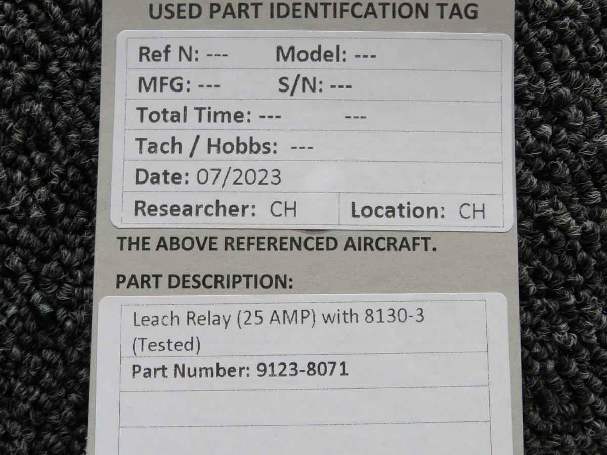 Leach Corp 9123-8071 Leach Relay with 8130-3 (Tested) (AMPS: 25)