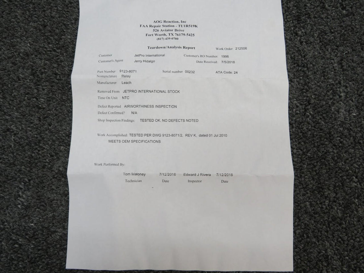 Leach Corp 9123-8071 Leach Relay with 8130-3 (Tested) (AMPS: 25)