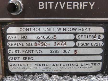 Honeywell 624066-5 Honeywell Aerospace Window Heat Control Unit