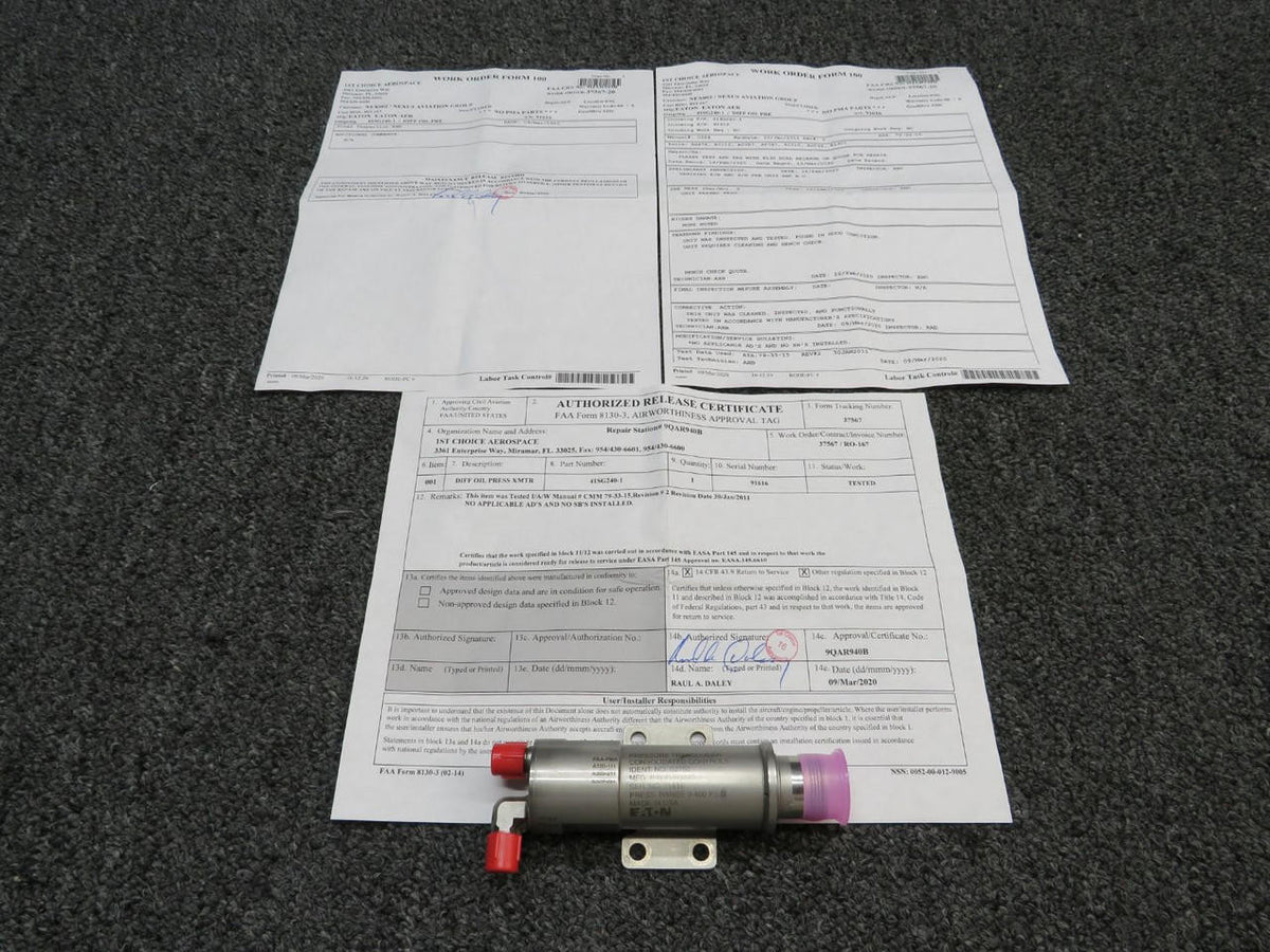 Eaton 41SG240-1 Eaton Differential Pressure Transducer With 8130-3 (Tested)