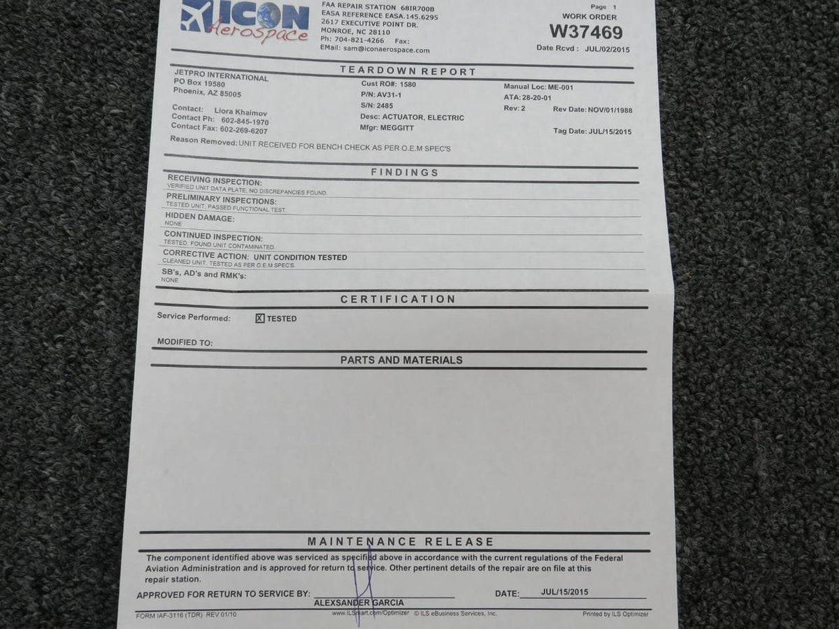 Mitsubishi AV31-1 Mitsubishi Electric Actuator With 8130-3 (Tested)