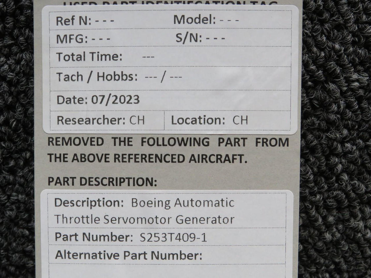 Boeing S253T409-1 Boeing Automatic Throttle Servomotor Generator