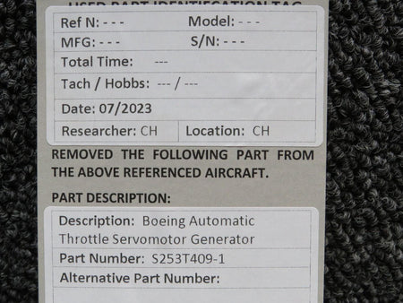 Boeing S253T409-1 Boeing Automatic Throttle Servomotor Generator