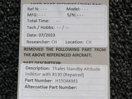 Thales H150AKM1 Thales Standby Altitude Indicator With 8130-3 (Repaired)