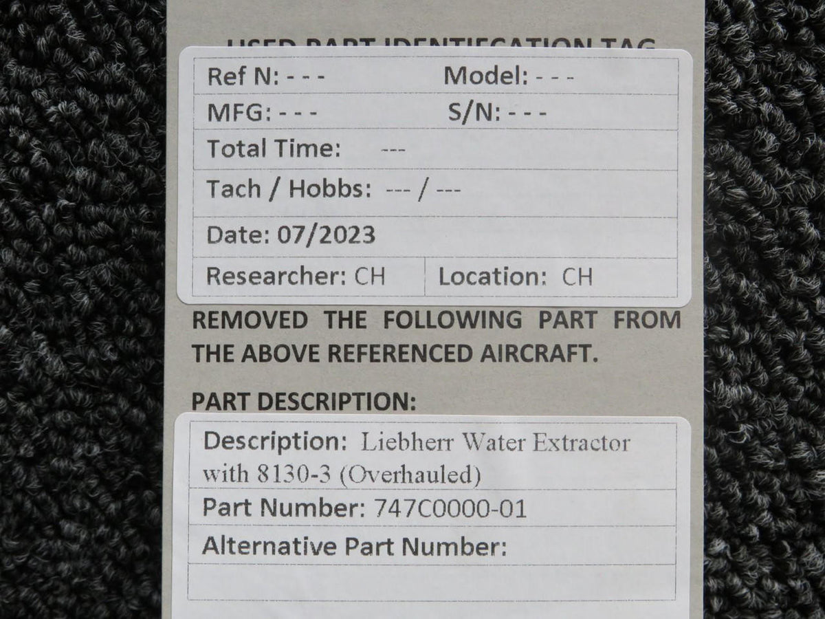Liebherr 747C0000-01 Liebherr Water Extractor With 8130-3 (Overhauled)