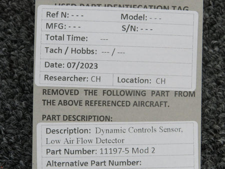 Dynamic Controls 11197-5 Mod 2 Dynamic Controls Sensor, Low Air Flow Detector