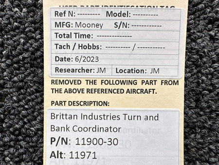 Brittain Industries 11900-30 (Alt: 11971) Brittain Industries Autopilot Turn and Bank Coordinator