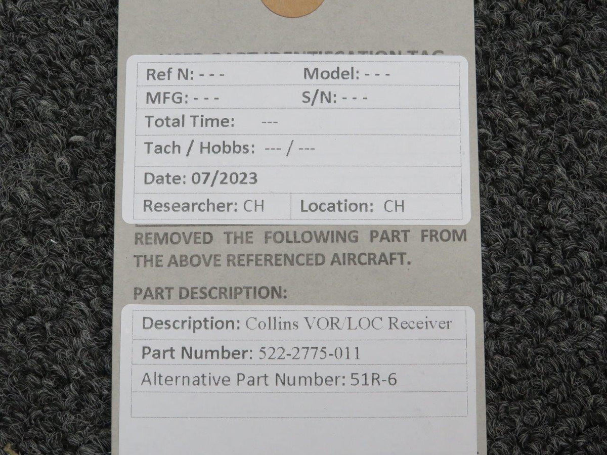 Collins 522-2775-011 Collins 51R-6 VOR-LOC Receiver