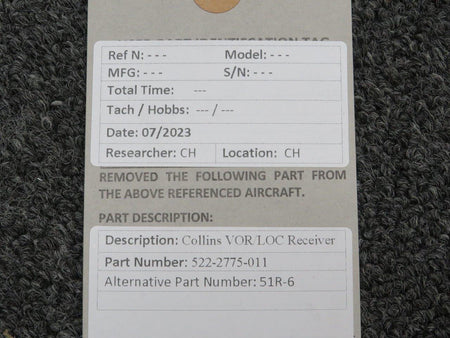 Collins 522-2775-011 Collins 51R-6 VOR-LOC Receiver