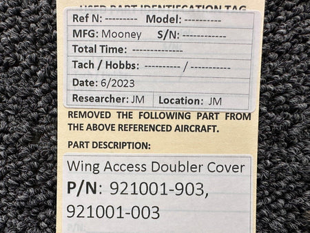 Mooney Aircraft Parts & Accessories 921001-903, 921001-003 Mooney Wing Access Doubler Cover