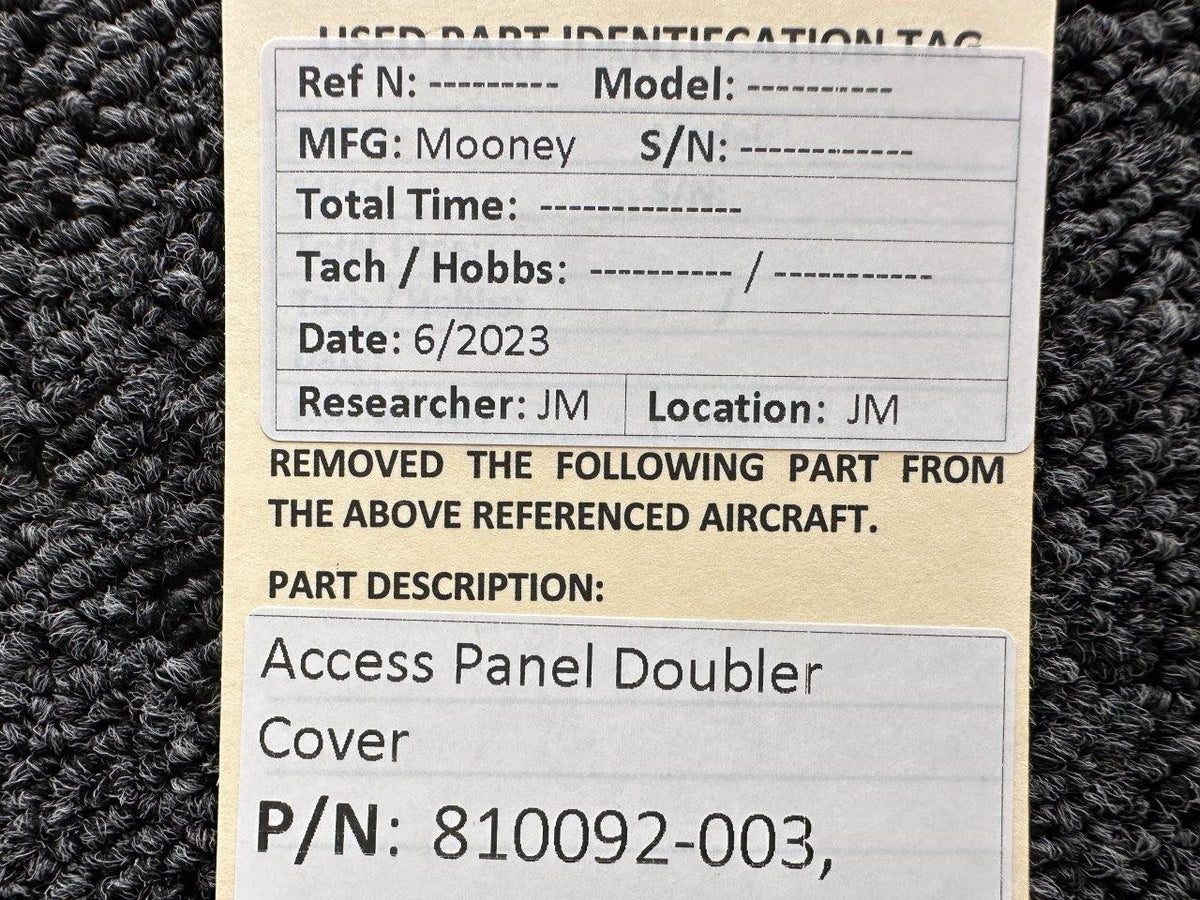 Mooney Aircraft Parts & Accessories 810092-003 Mooney Access Panel Doubler Cover