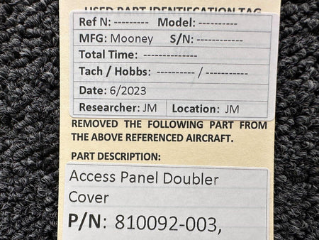 Mooney Aircraft Parts & Accessories 810092-003 Mooney Access Panel Doubler Cover