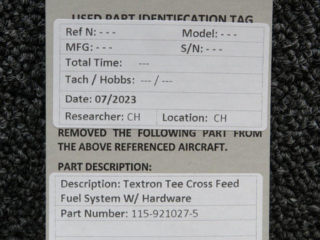 textron 115-921027-5 Textron Tee Cross Feed Fuel System with Hardware