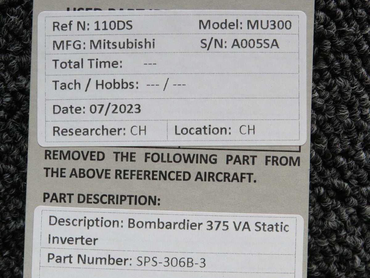 Bombardier SPS-306B-3 Bombardier 375 VA Static Inverter