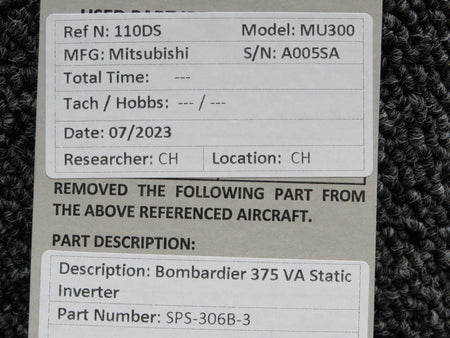 Bombardier SPS-306B-3 Bombardier 375 VA Static Inverter