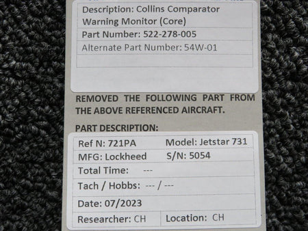 Collins 522-278-005 Collins 54W-01 Comparator Warning Monitor (Core)