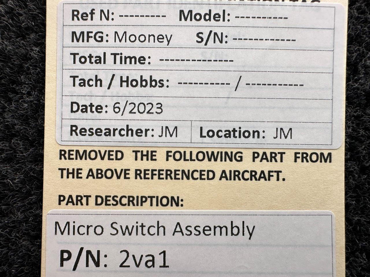 Mooney Aircraft Parts & Accessories 2VA1 Mooney Micro Switch Assembly