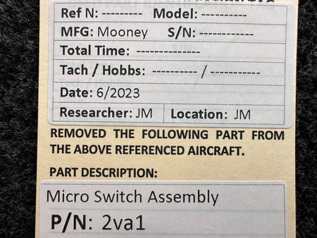 Mooney Aircraft Parts & Accessories 2VA1 Mooney Micro Switch Assembly