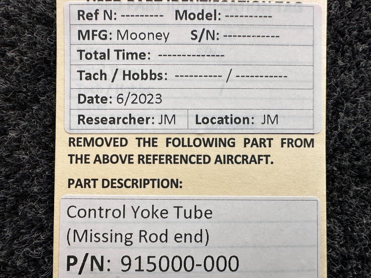 Mooney Aircraft Parts & Accessories 915000-000 Mooney Control Yoke Tube (Missing Rod End)
