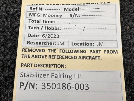 Mooney Aircraft Parts & Accessories 350186-003 Mooney Stabilizer Fairing LH (Wear)