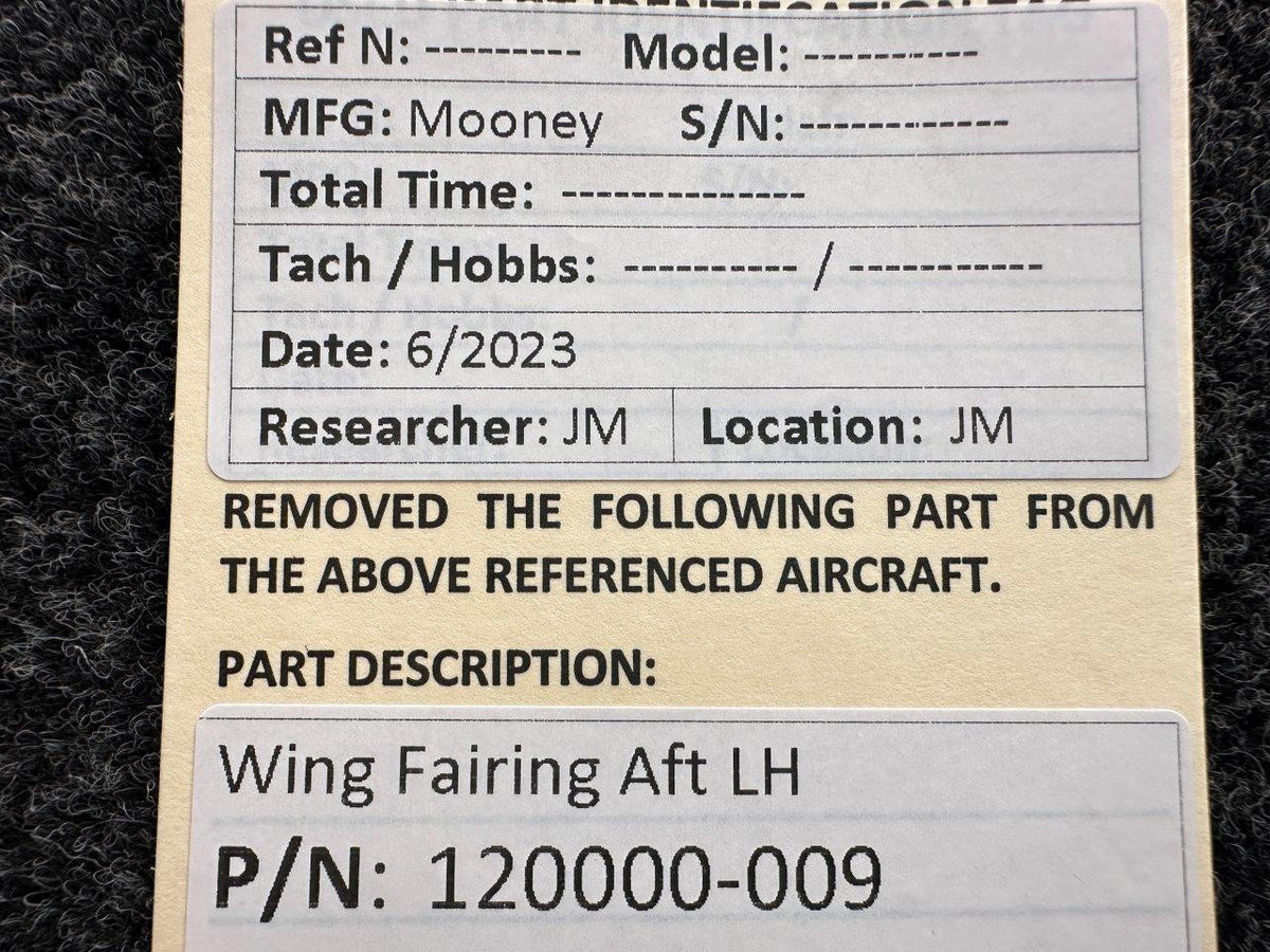 Mooney Aircraft Parts & Accessories 120000-009 Mooney Wing Fairing Aft LH