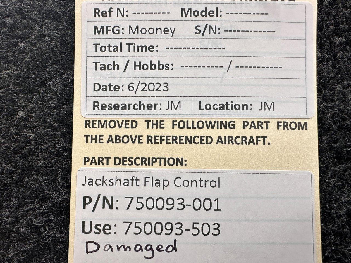 Mooney Aircraft Parts & Accessories 750093-001 (Use: 750093-503) Mooney Jackshaft Flap Control