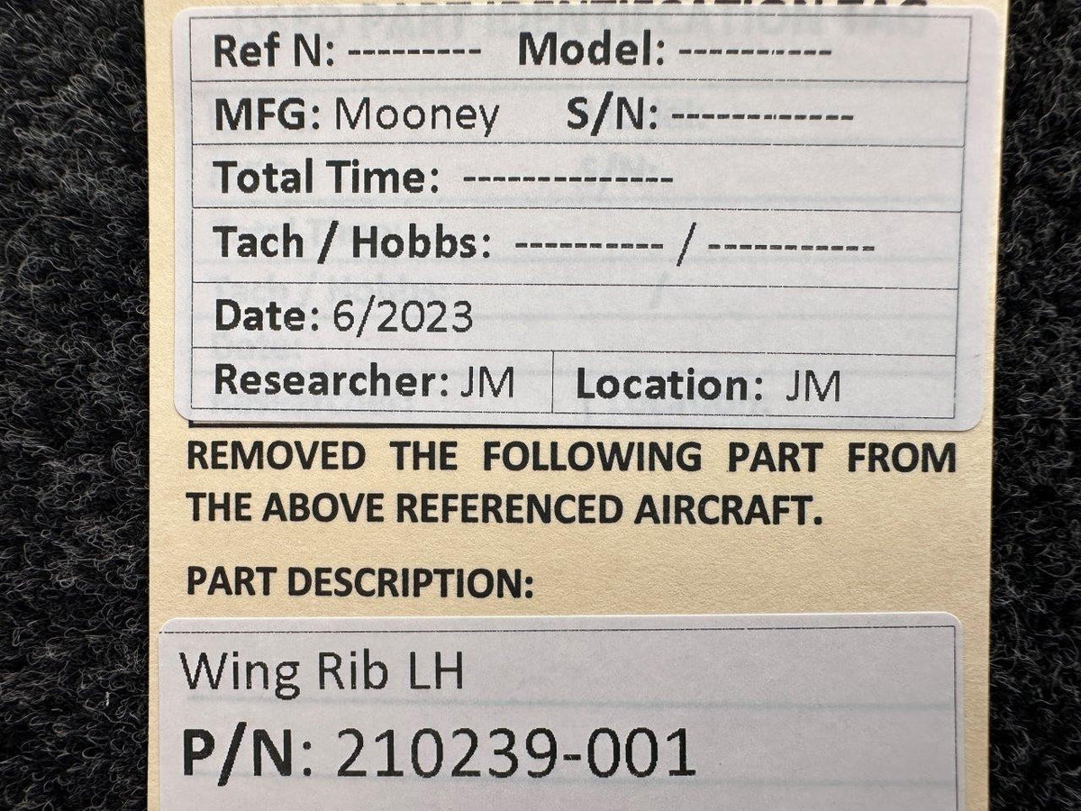 Mooney Aircraft Parts & Accessories 210239-001 Mooney Wing Rib LH