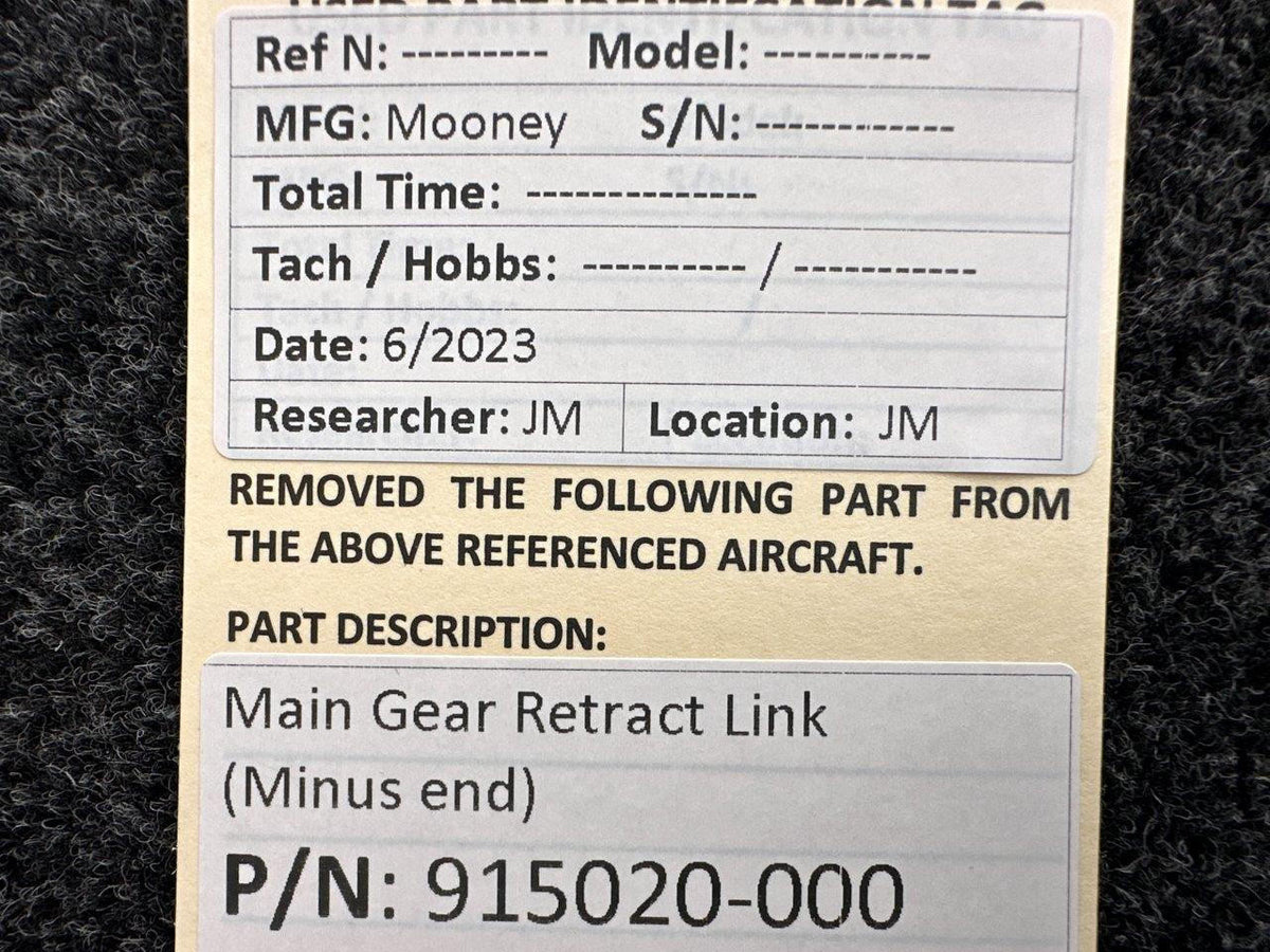 Mooney Aircraft Parts & Accessories 915020-000 Mooney Main Gear Retract Link (Minus End)