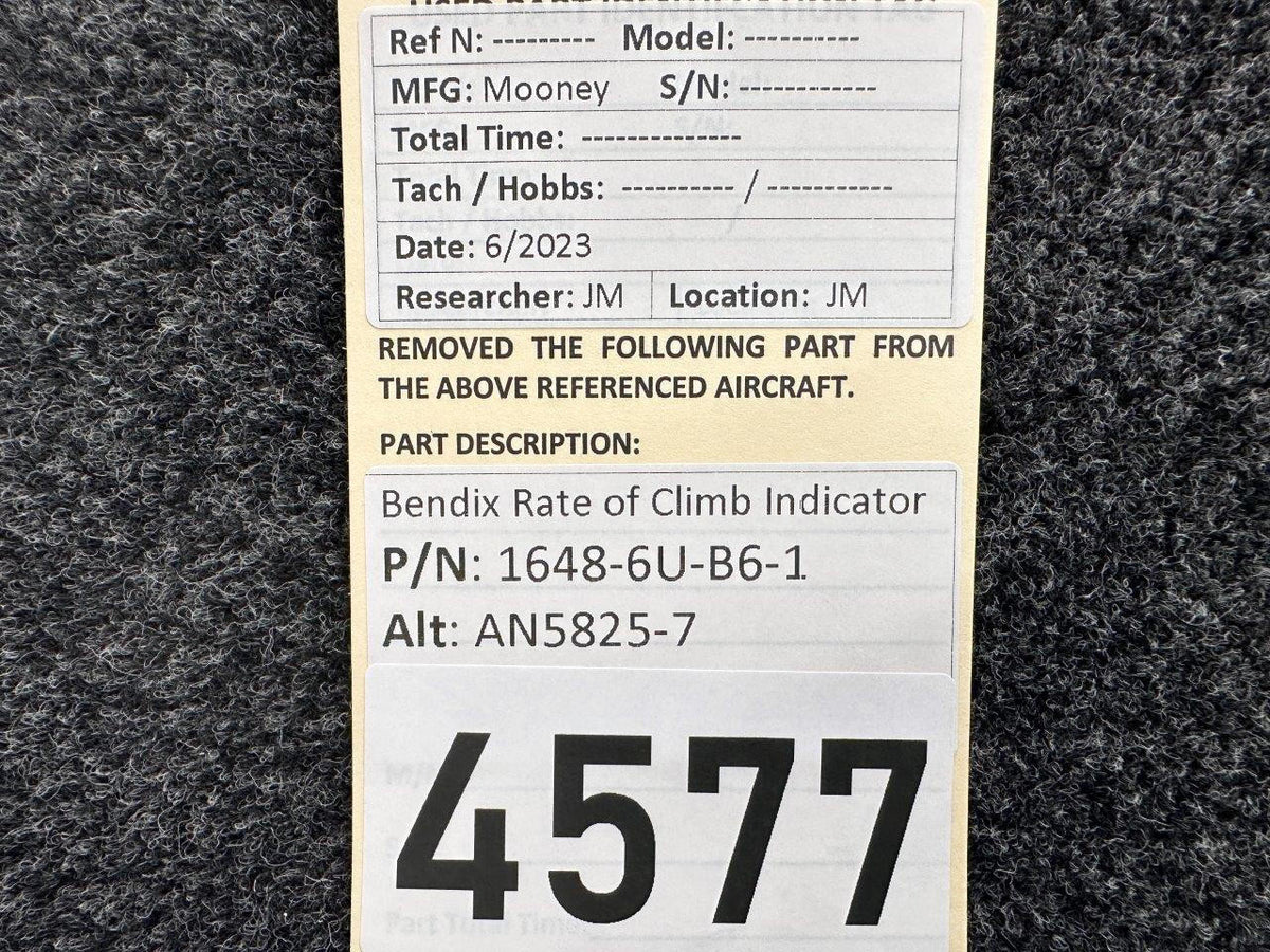 Bendix Airplane Parts & Equipment 1648-6U-B6-1 (Alt: AN5825-7) Bendix Rate of Climb Indicator