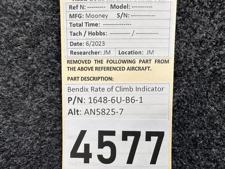 Bendix Airplane Parts & Equipment 1648-6U-B6-1 (Alt: AN5825-7) Bendix Rate of Climb Indicator