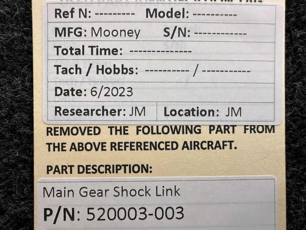 Mooney Aircraft Parts & Accessories 520003-003 (Use: M20-139-003) Mooney Main Gear Shock Link