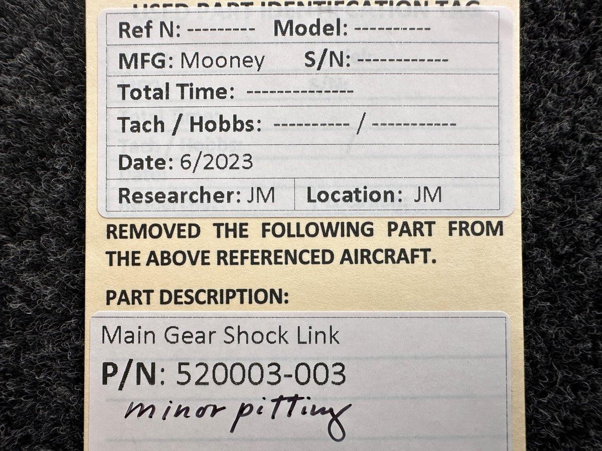 Mooney Aircraft Parts & Accessories 520003-003 (Use: M20-139-003) Mooney Main Gear Shock Link (Minor Pitting)