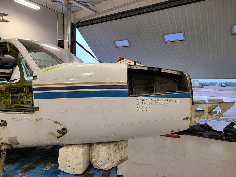 Beechcraft E-55 Fuselage w Bill of Sale, Data Tag, Airworthiness, and Logs