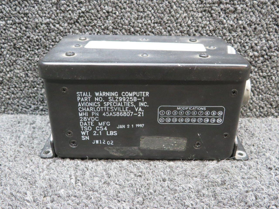 SLZ9925B-1 (Alt: 45AS86807-21) Avionics Specialties Stall Warning Computer (28V)