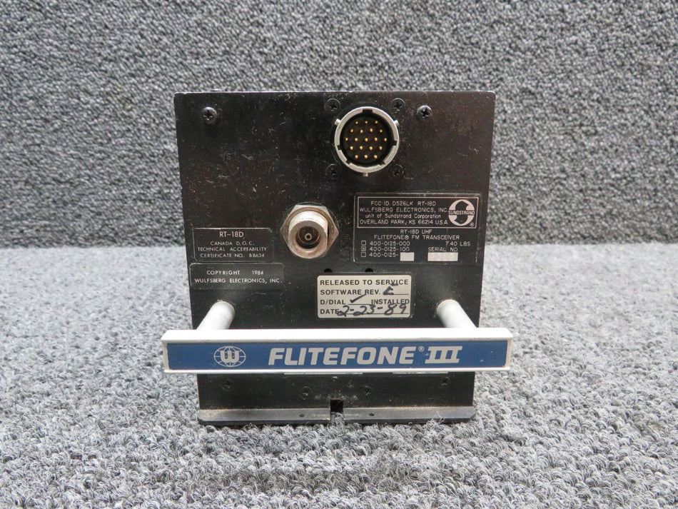 400-0125-1101 Wulfsberg RT-18D Flitephone III FM Transceiver