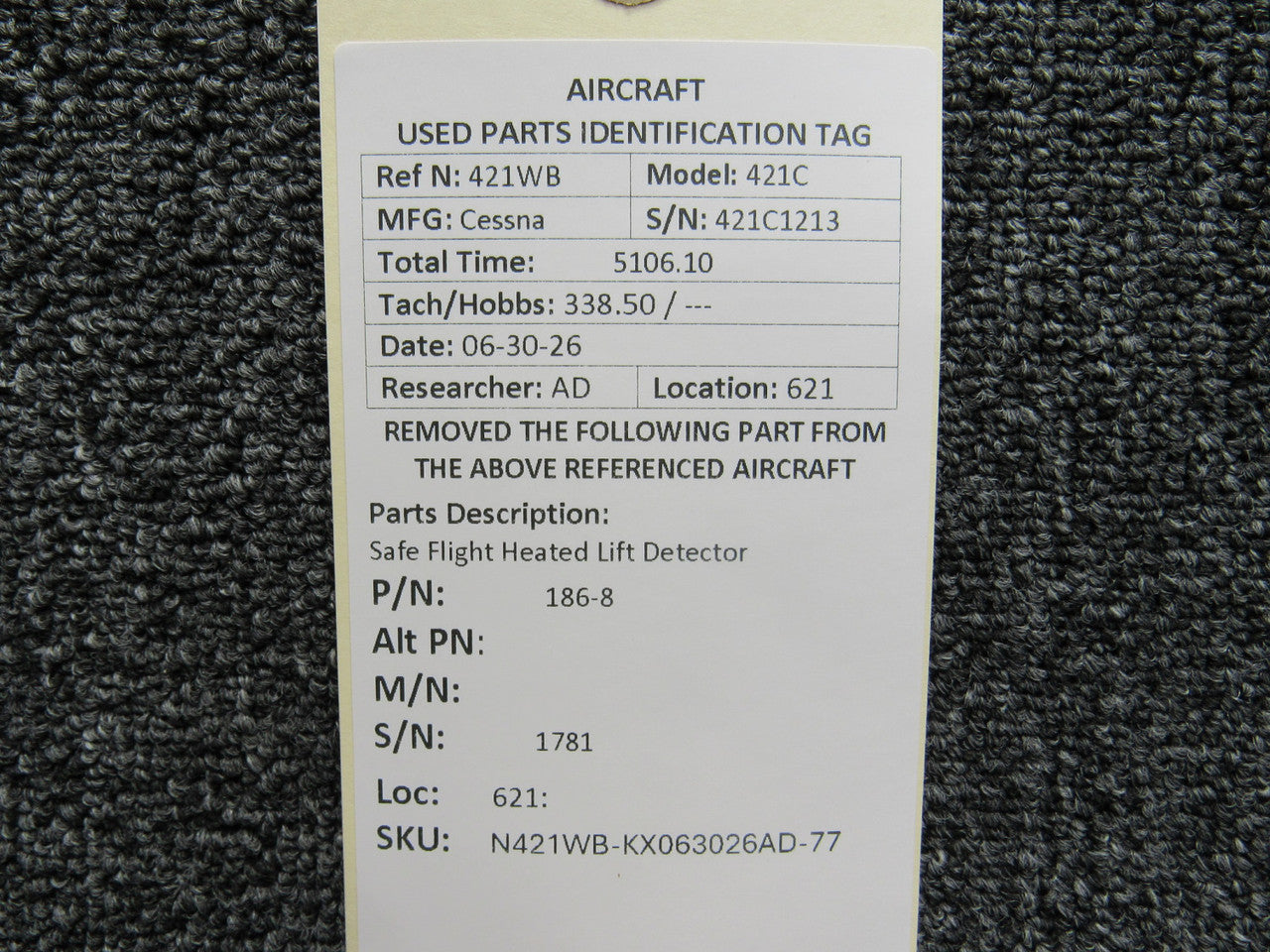 naaaページ 186-8 Safe Flight Heated Lift Detector – BAS Part Sales