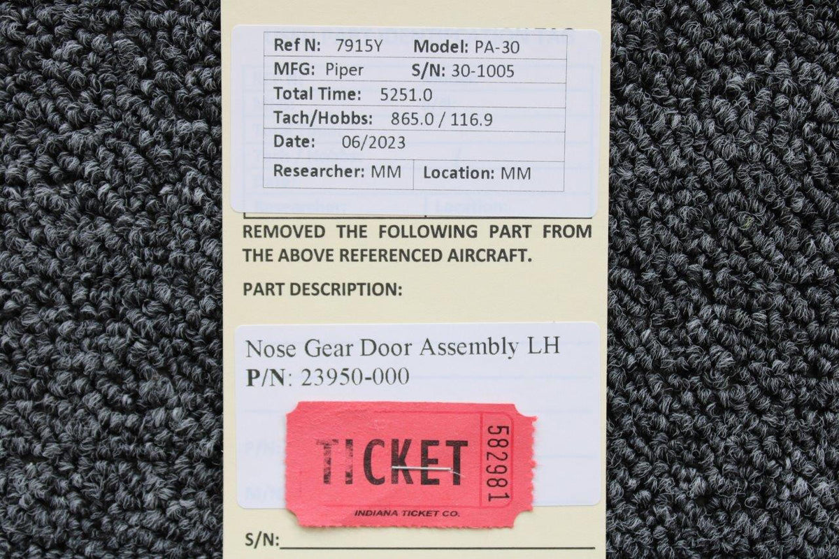 Piper Aircraft Parts 23950-000 Piper PA30 Nose Gear Door Assembly LH (Colored)