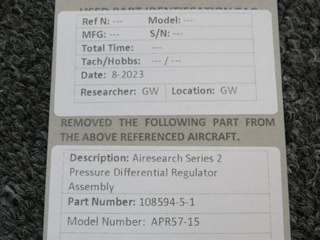 Airesearch 108594-5-1 Airesearch APR57-15 Series 2 Pressure Differential Regulator Assembly