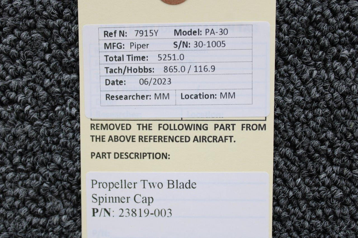 Piper Aircraft Parts 23819-003 Piper PA30 Propeller Two Blade Spinner Cap