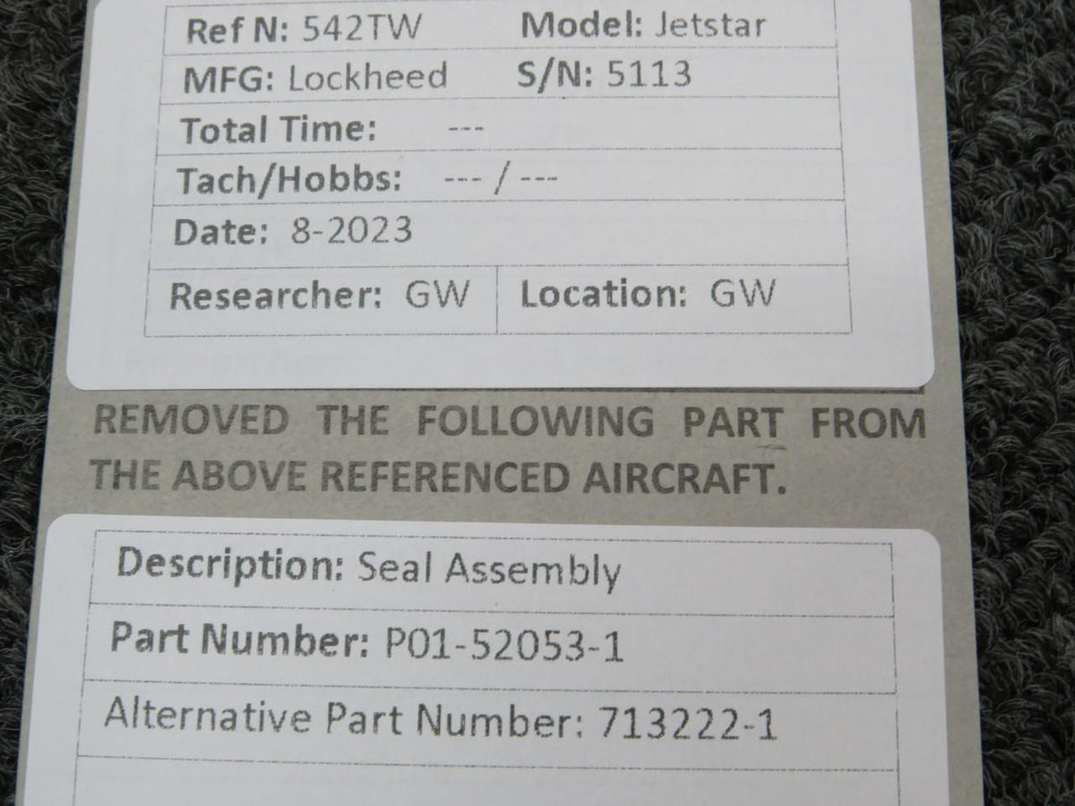 Lockheed JetStar P01-52053-1 (Alt: 713222-1) Lockheed Jetstar 731 Seal Assembly
